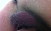 Peeing in close up while on her period