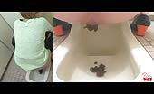 Big pile of shit from a sexy girl in public bathroom