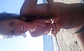 Hot Czech girl peeing at the beach