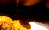 Brown haired college girl shitting in unique toilet