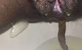 Smearing poop on her fat belly and pussy