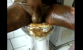 Curvy Man Squats and Shits on the Floor While Pissing