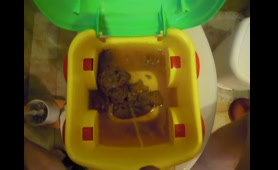 Lady Poops and Pisses on the Toilet Seat