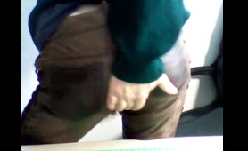 Man Pulls Up Pants to Show Ass Then Shits in Them While Jerking Off