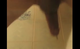 Cat Mask Man Squats and Shits into a Bowl