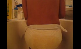 Gay Man Squats and Shits in Pink Diapers