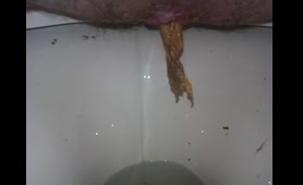 Curvy Lady Squats Over Floor and Shits a Thick Pile in Bathroom