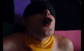 Blindfolded Blonde Squirts Shit from Mouth