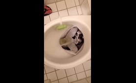 Nude Lady Pisses in an Imaginary Toilet