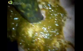 Blonde Rubs Shit Over Her Pussy with Fingers