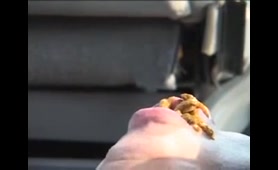 Blonde Lady Squirts Shit into Car and Rides Man in Car