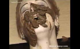 Blonde Woman Gets a Face Full of Shit on All Fours