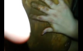 Lady dumps a nasty load on her own face