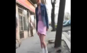 Crazy Babe Pees in Public