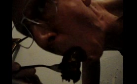 Lady Gives Herself a Shit Blowjob
