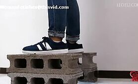 Slut Craps on Concrete Blocks