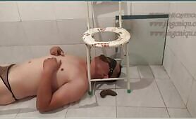 Blindfolded Babe Takes a Nasty Dump