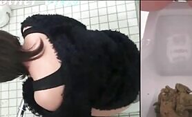 Dark Haired Hottie Shits in Container